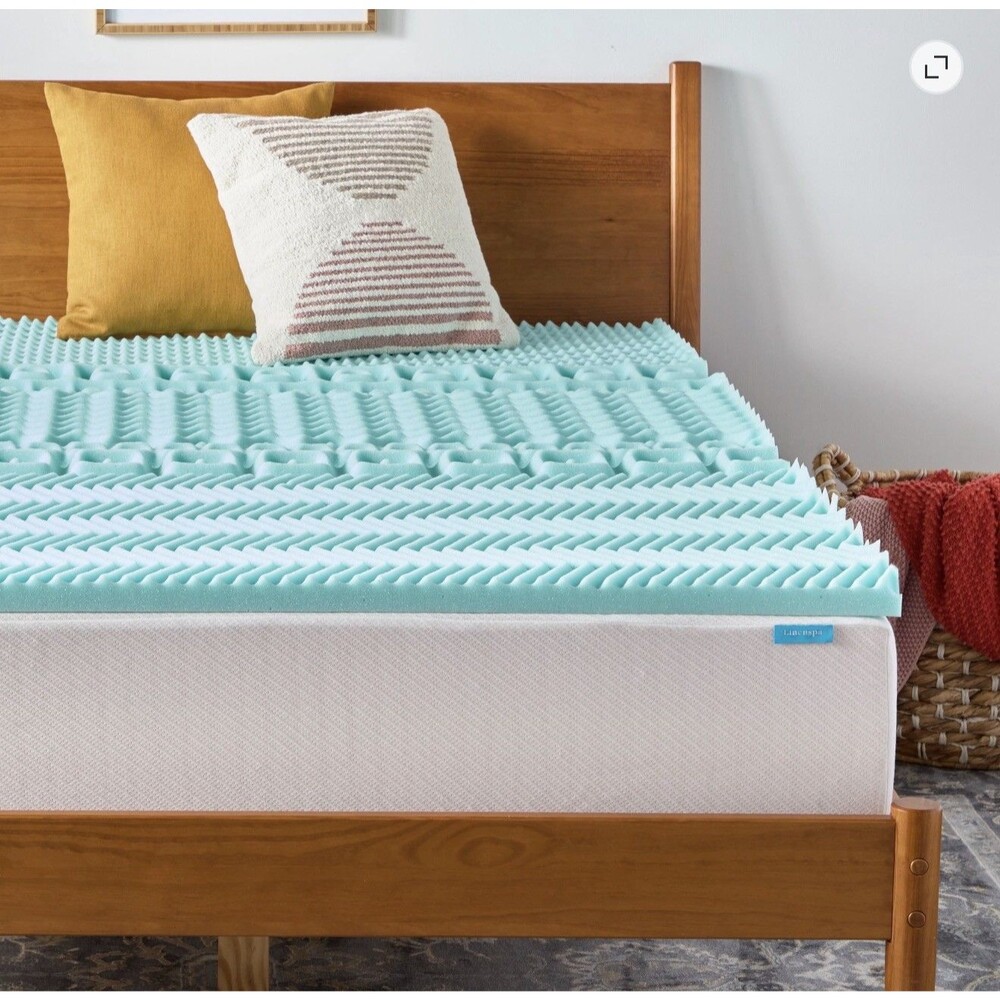 Linenspa 2"Cooling Gel and Green Tea Infused Memory Foam Mattress Topper Full